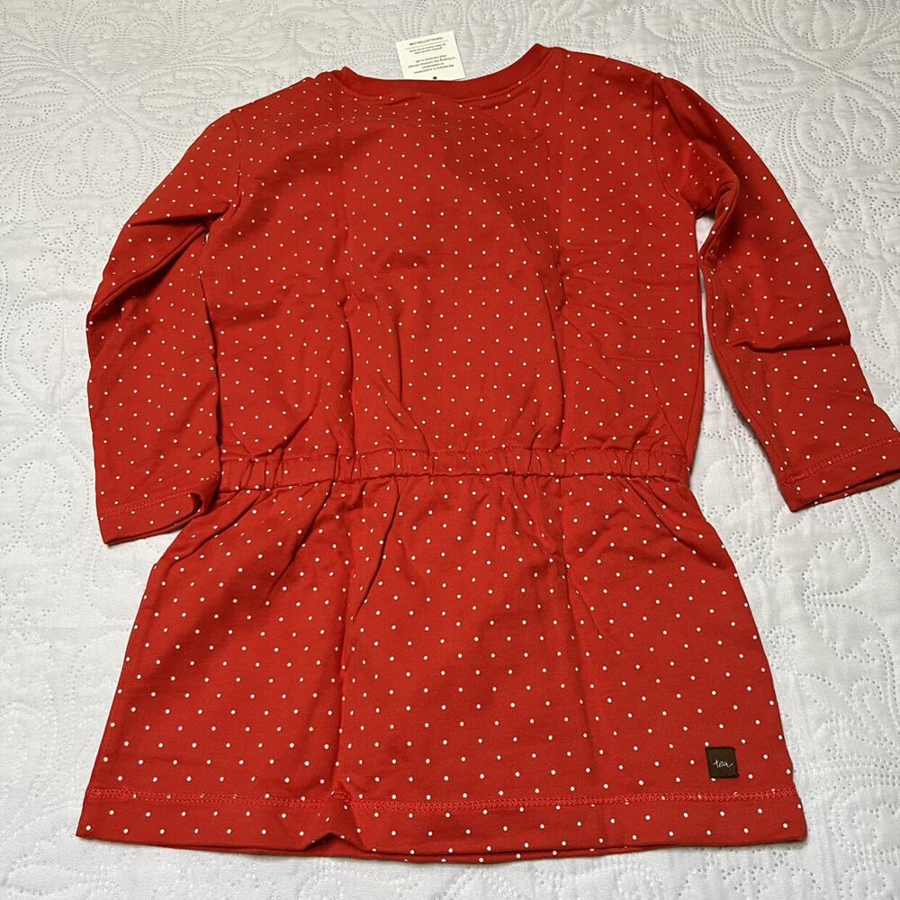 NWT Tea Collection Dotty Drawstring Dress Size 4 - Picture 3 of 5